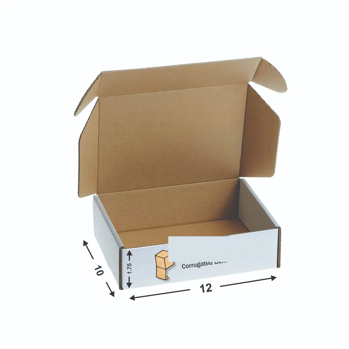 12 × 10 × 1.75 in Corrugated Mailer Box — PackWorks
