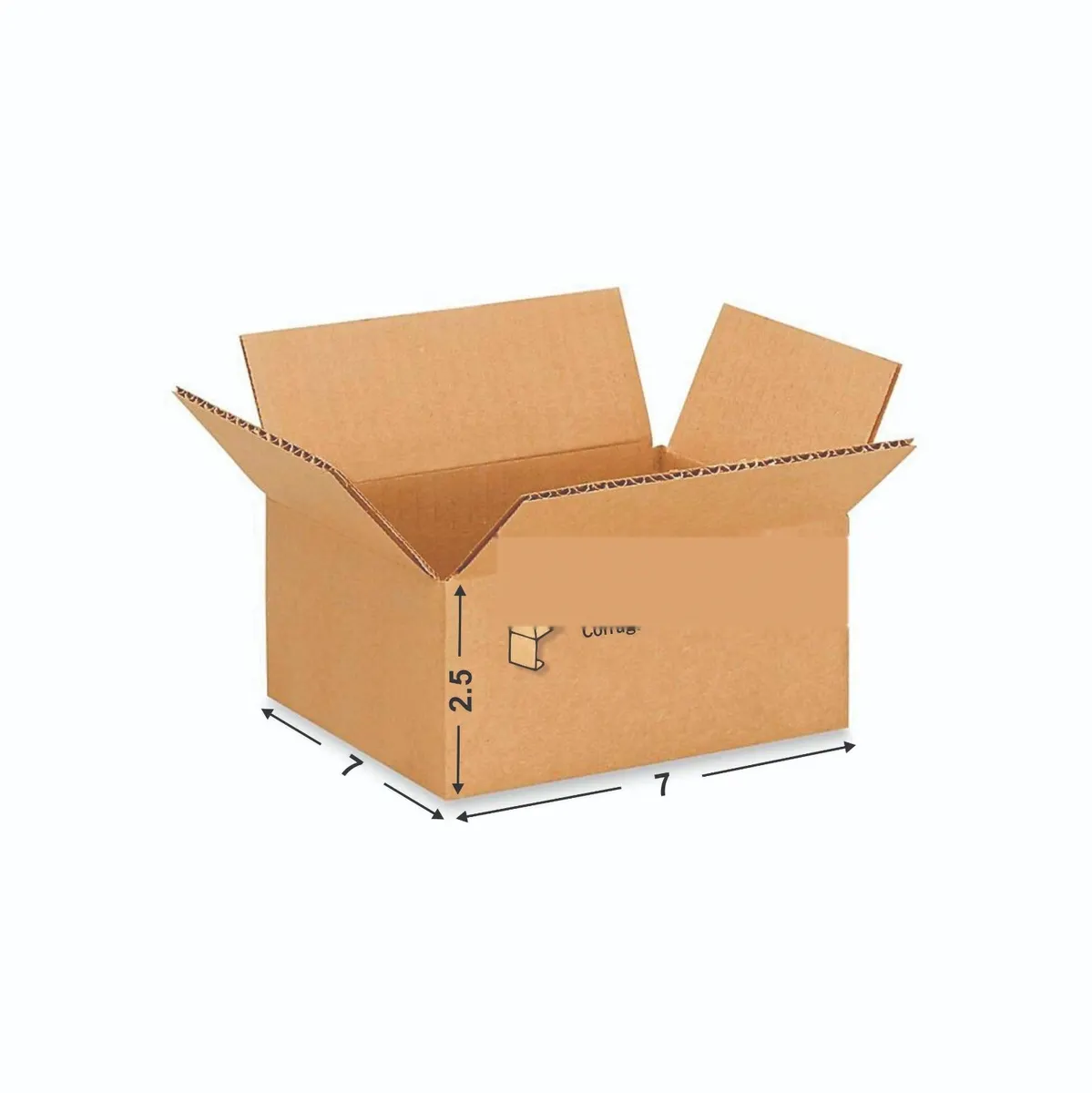7 × 7 × 2.5 in 3-Ply Corrugated Shipping Box — PackWorks