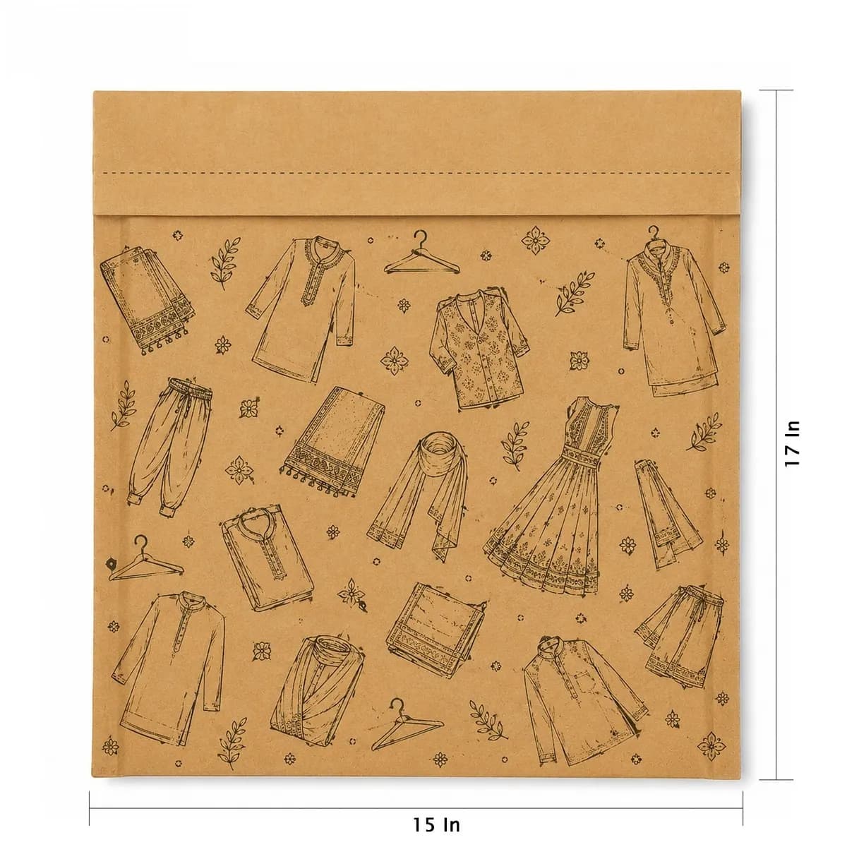 15 × 17 in Ethnic Print Kraft Courier Bag — PackWorks