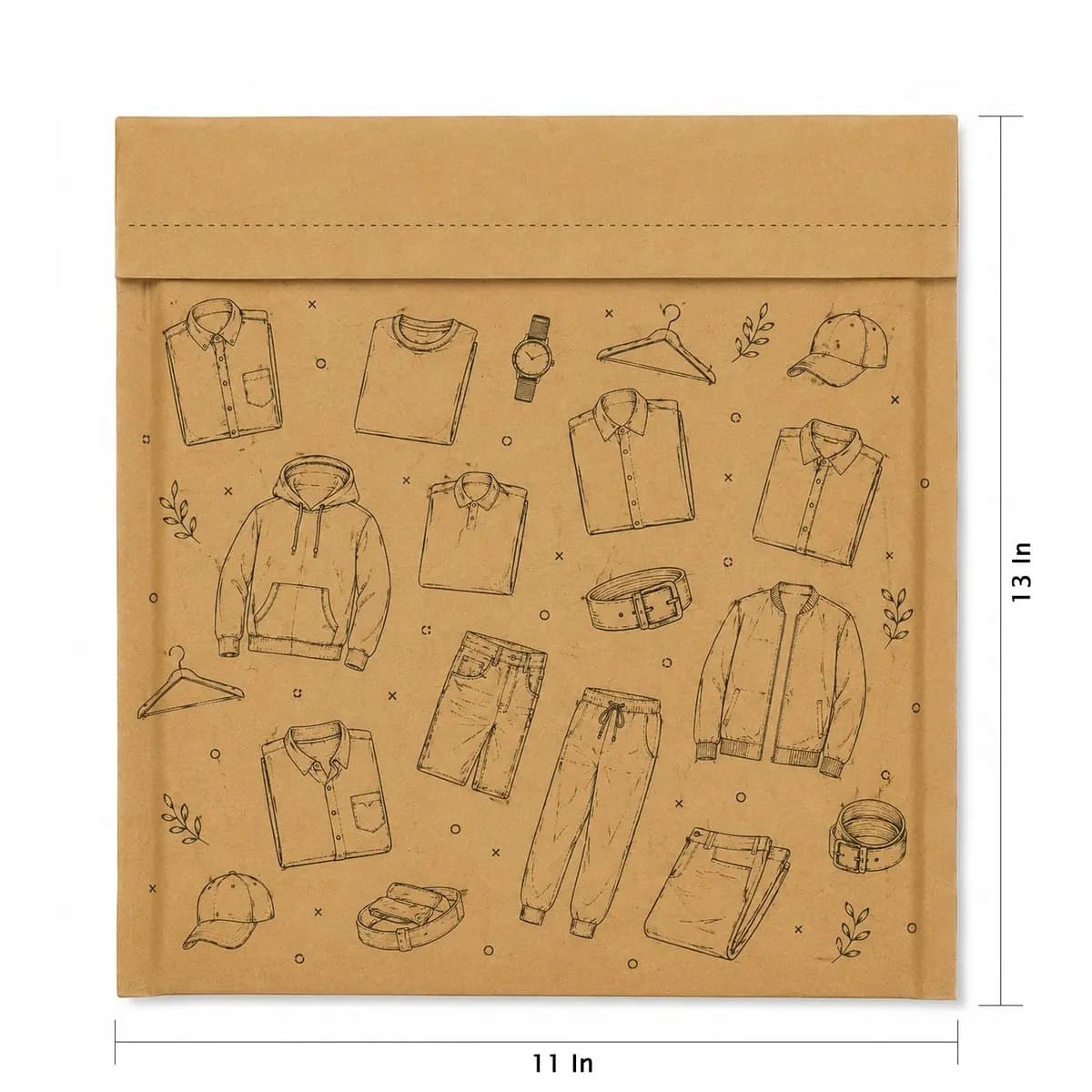 11 × 13 in Menswear Print Kraft Courier Bag — PackWorks